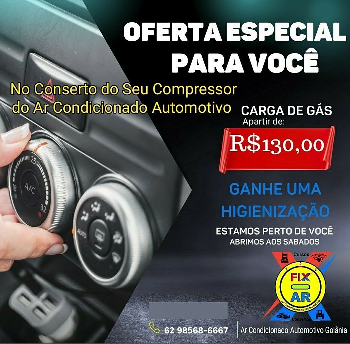 Carga de gas para o ar condicionado do seu carro em Goiânia