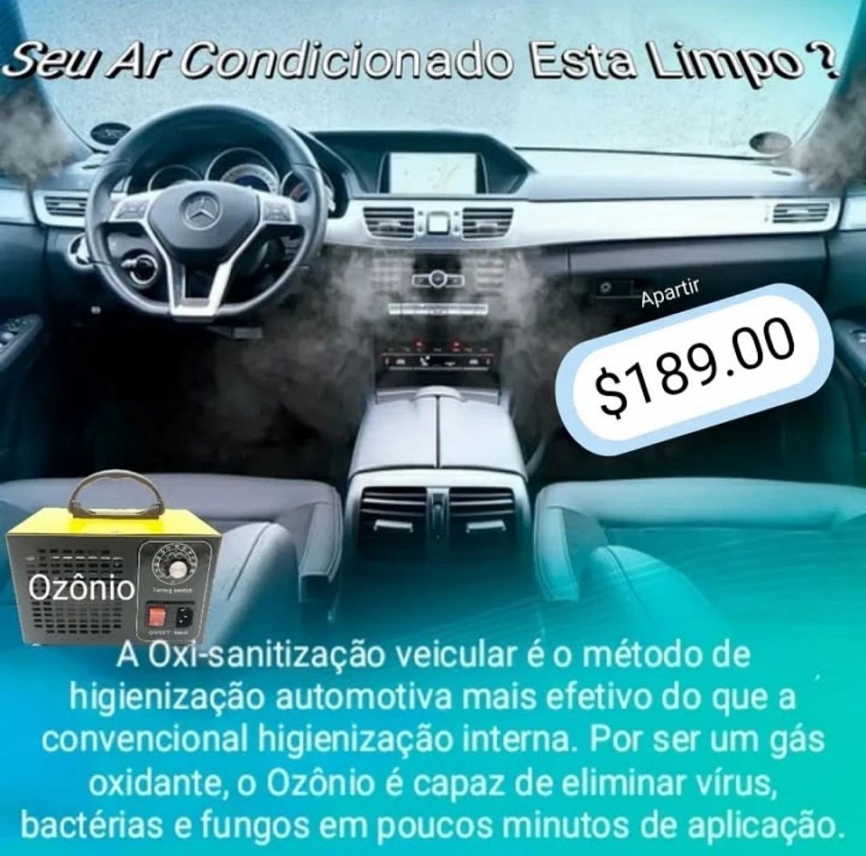 Oxi-sanitização Higienização com Ozonio no Ar Condicionado Automotivo